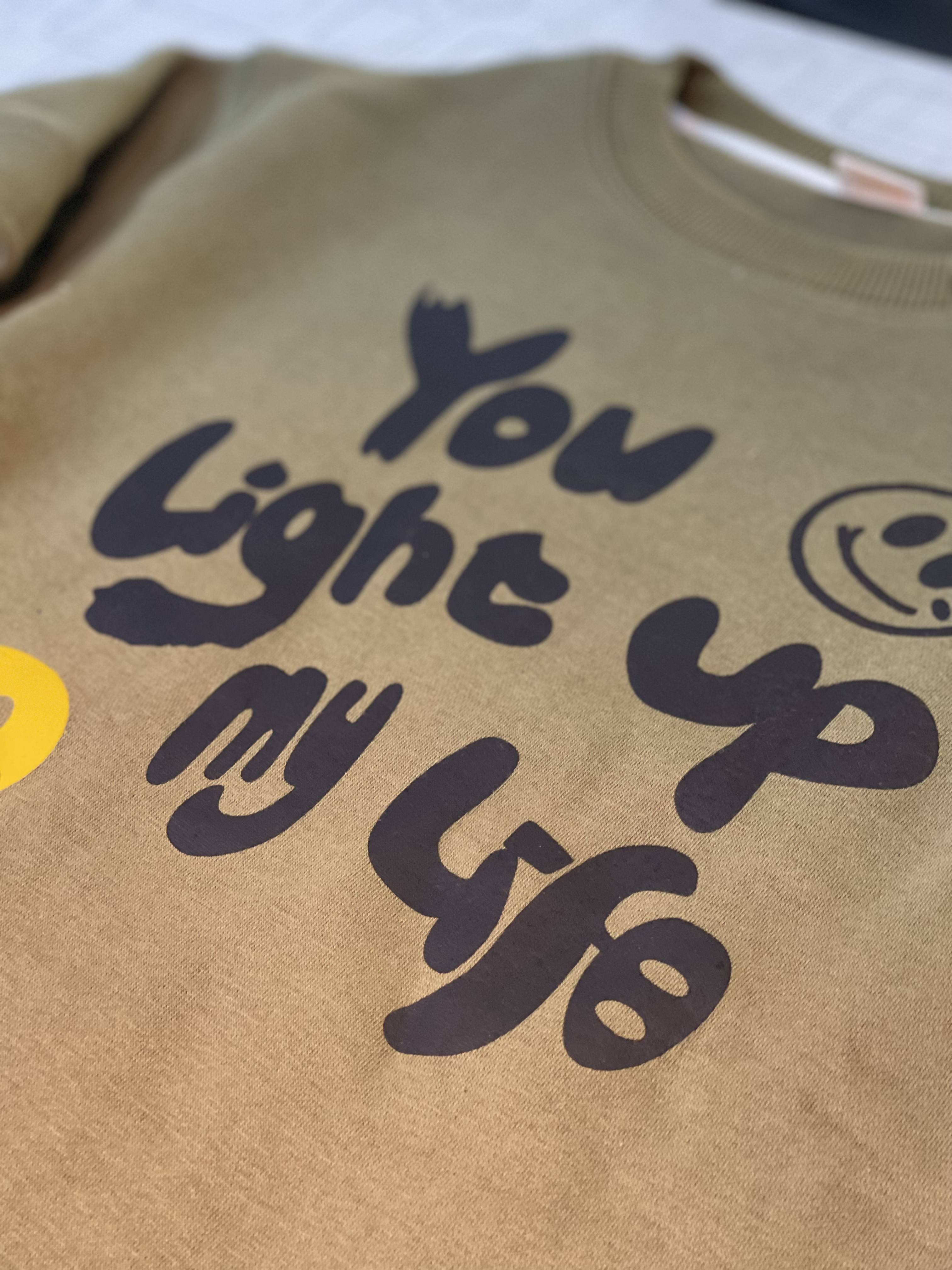 You Light Up My World - Pocketed Sweatshirt with Trouser - Olive Green