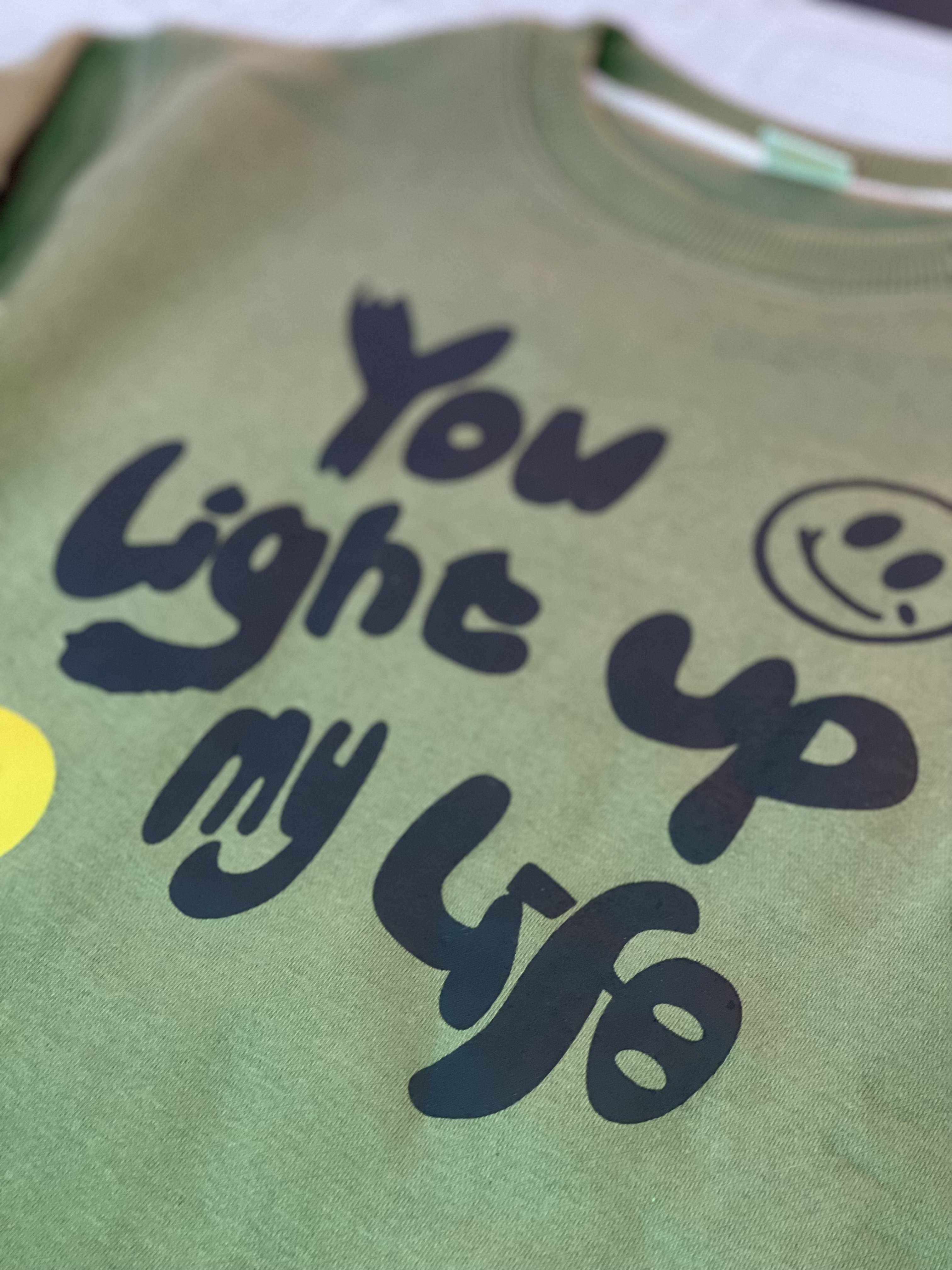 You Light Up My World - Pocketed Sweatshirt with Trouser - Olive Green