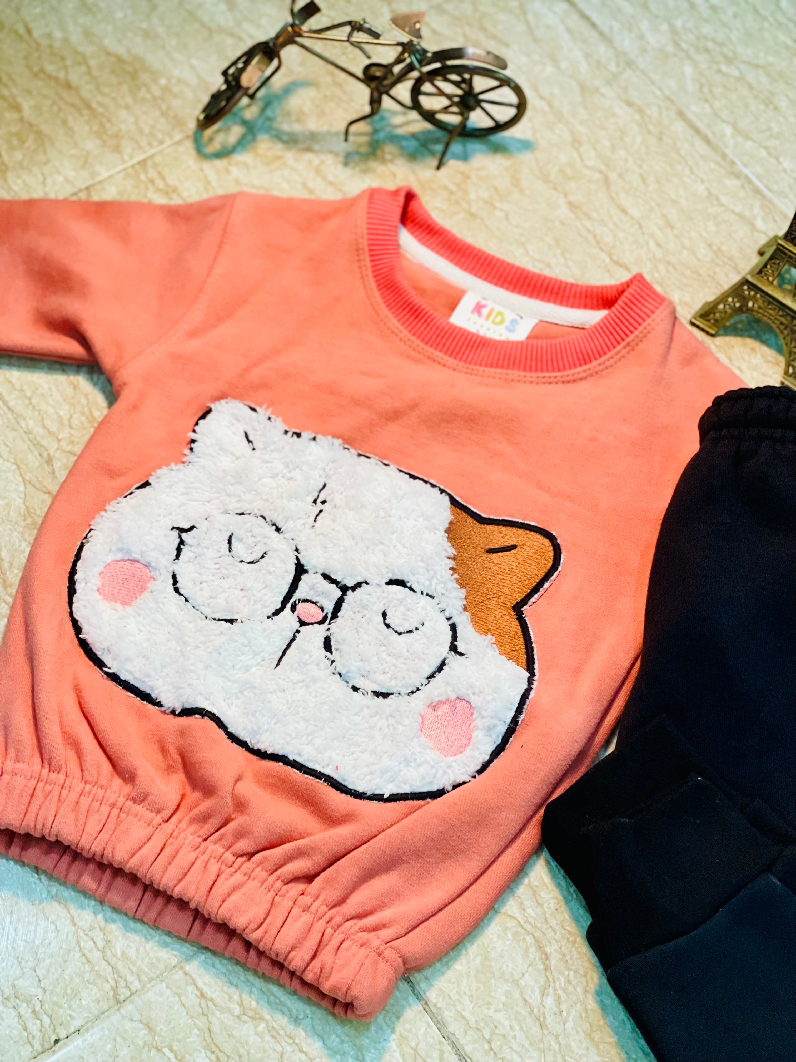 CAT - FLUFFY - CREWNECK WITH TROUSER - PEACH
