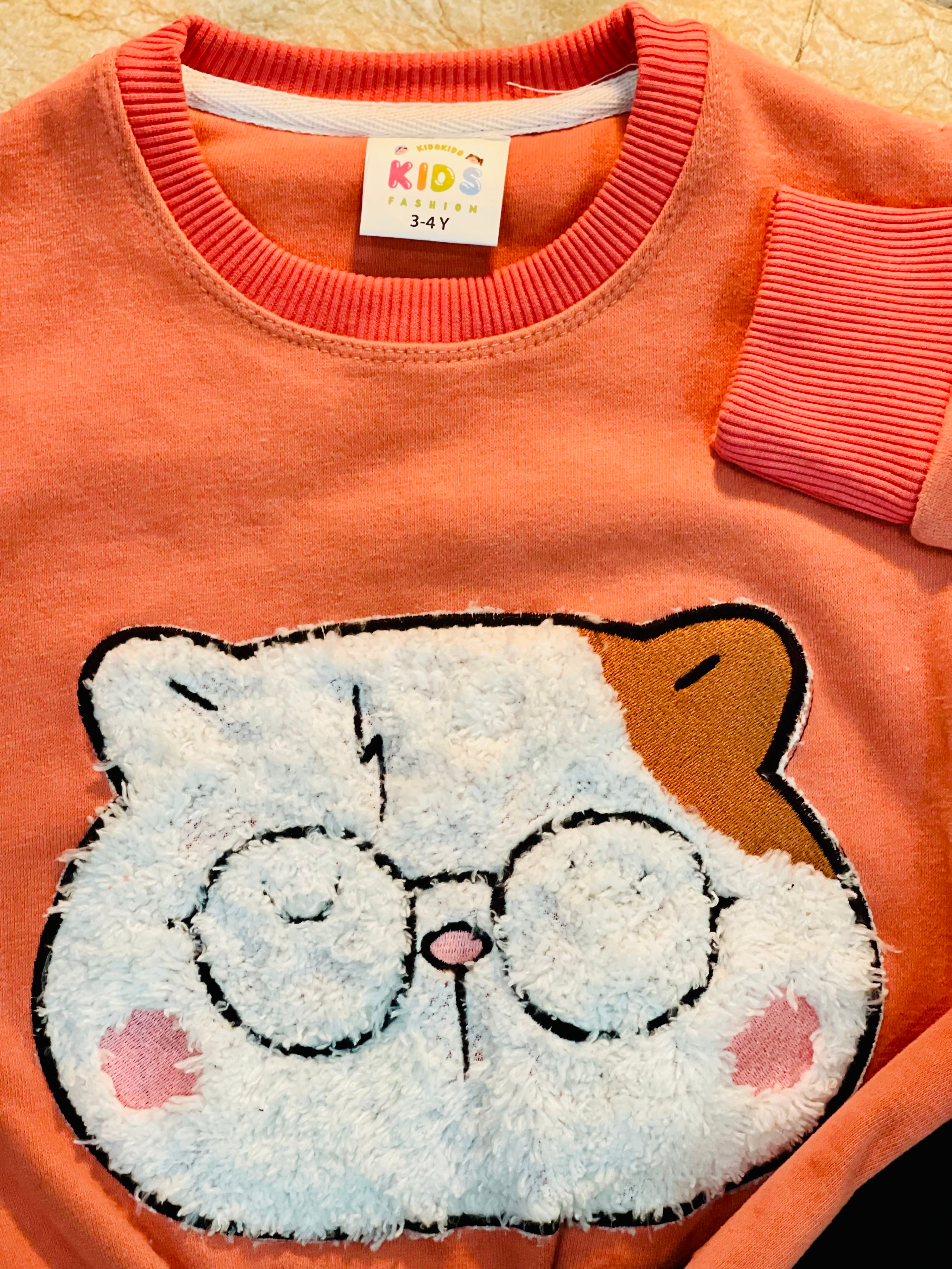 CAT - FLUFFY - CREWNECK WITH TROUSER - PEACH