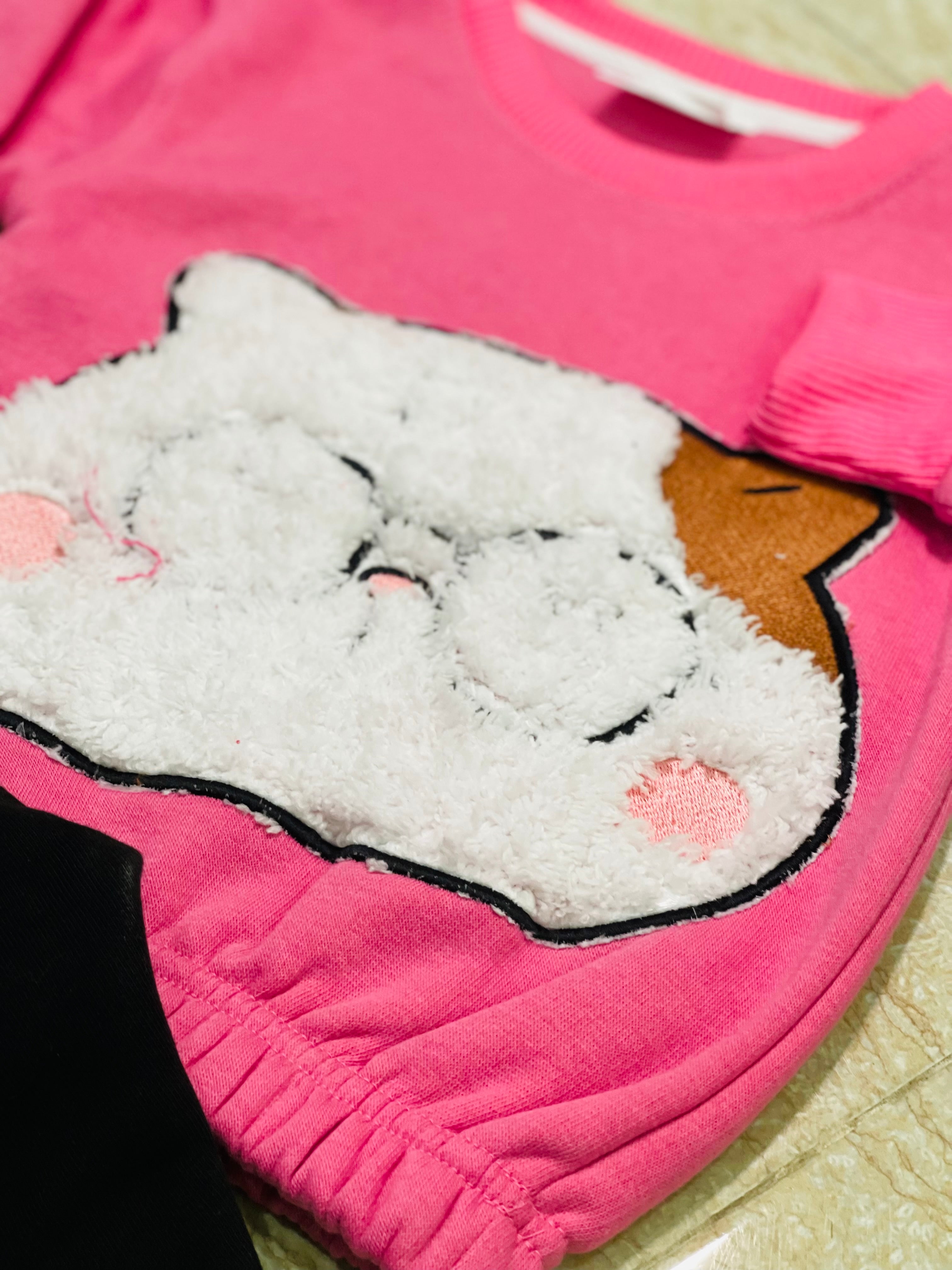 CAT - FLUFFY - CREWNECK WITH TROUSER - PINK
