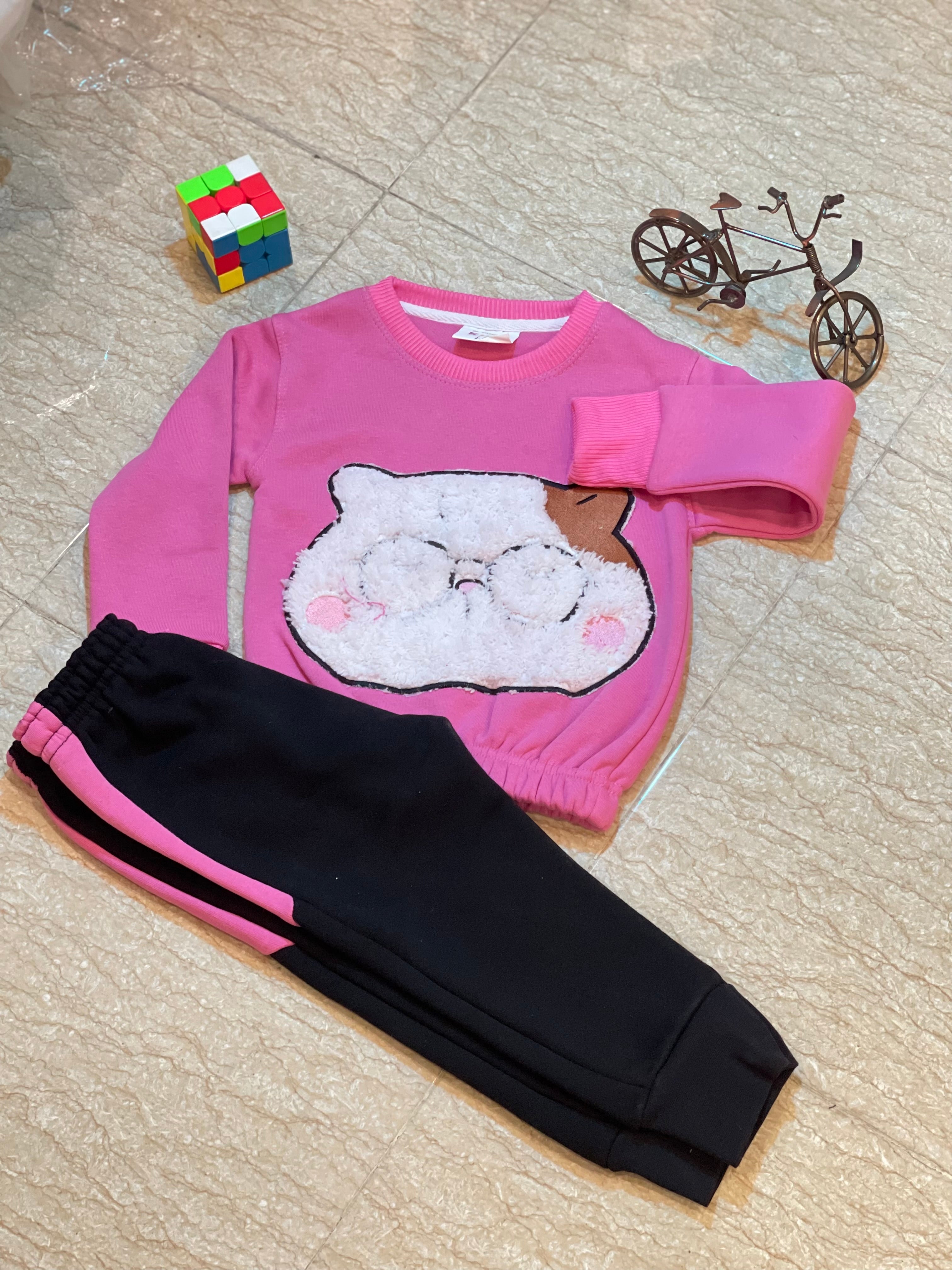 CAT - FLUFFY - CREWNECK WITH TROUSER - PINK