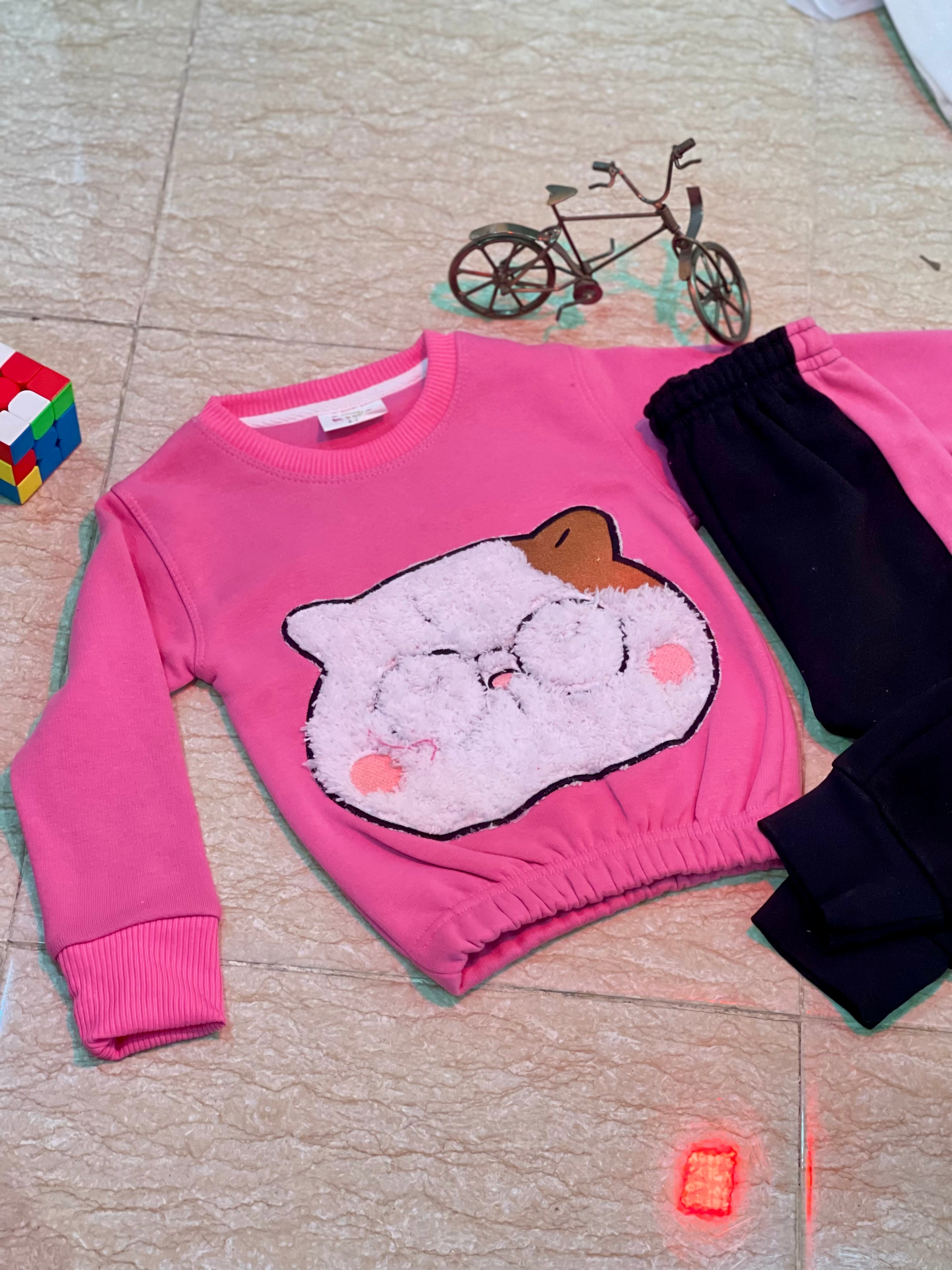 CAT - FLUFFY - CREWNECK WITH TROUSER - PINK
