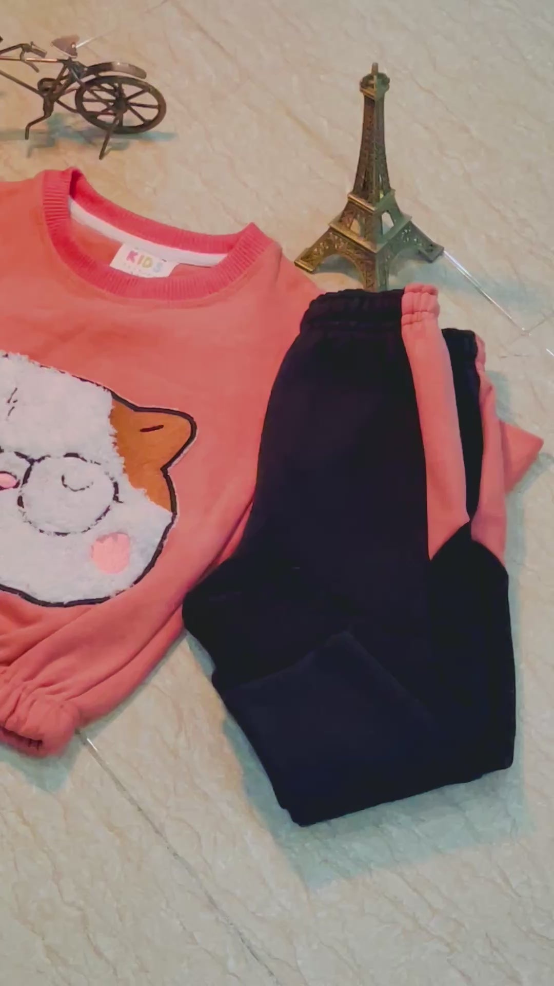CAT - FLUFFY - CREWNECK WITH TROUSER - PEACH